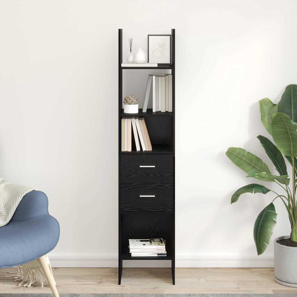Boekenkast Zwart eiken 40 x 35 x 180 cm Bewerkt hout
