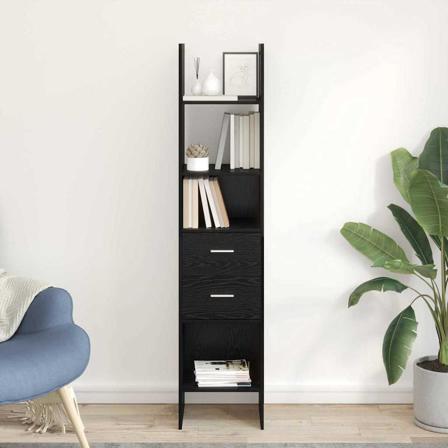 Boekenkast Zwart eiken 40 x 35 x 180 cm Bewerkt hout