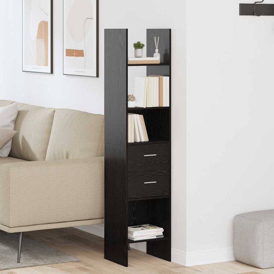 Boekenkast Zwart eiken 40 x 35 x 180 cm Bewerkt hout