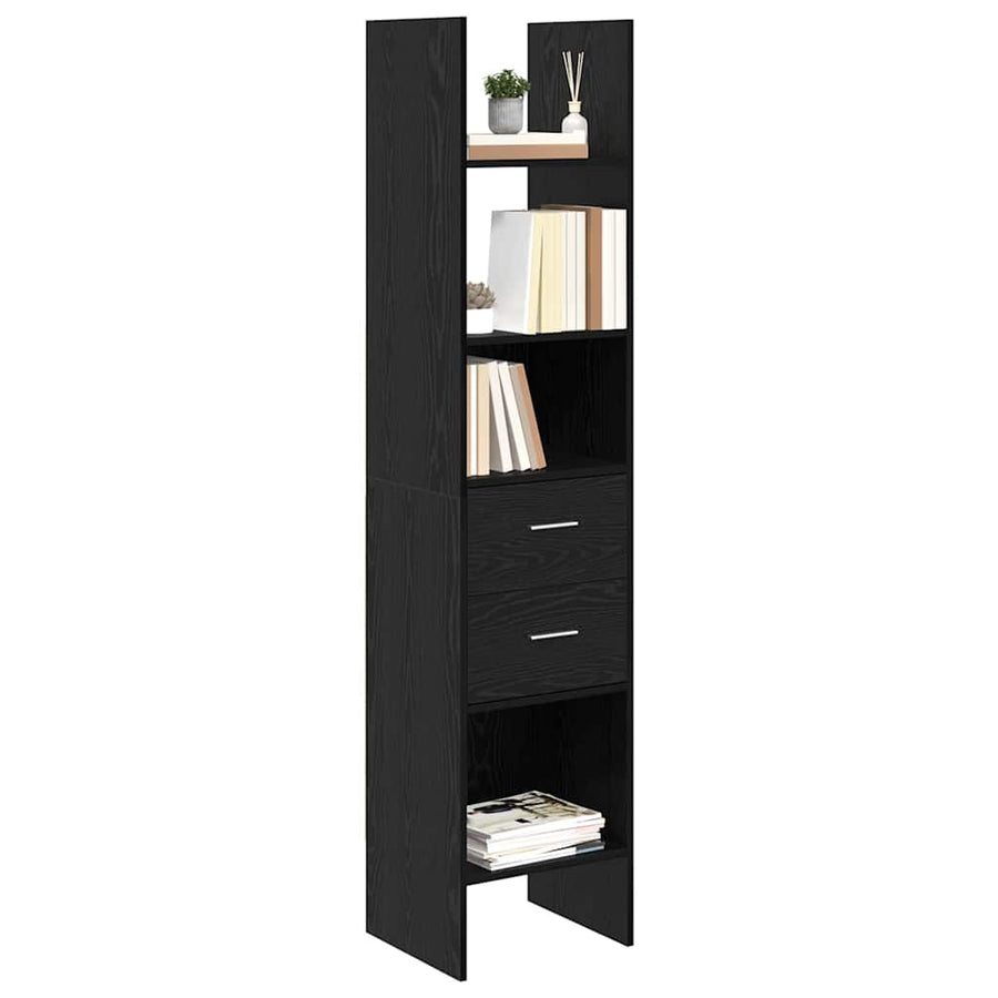 Boekenkast Zwart eiken 40 x 35 x 180 cm Bewerkt hout