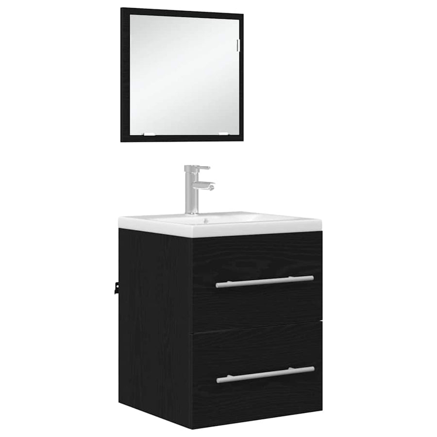 Badkamer Kast Zwart eiken 41 x 38.5 x 48 cm Bewerkt hout