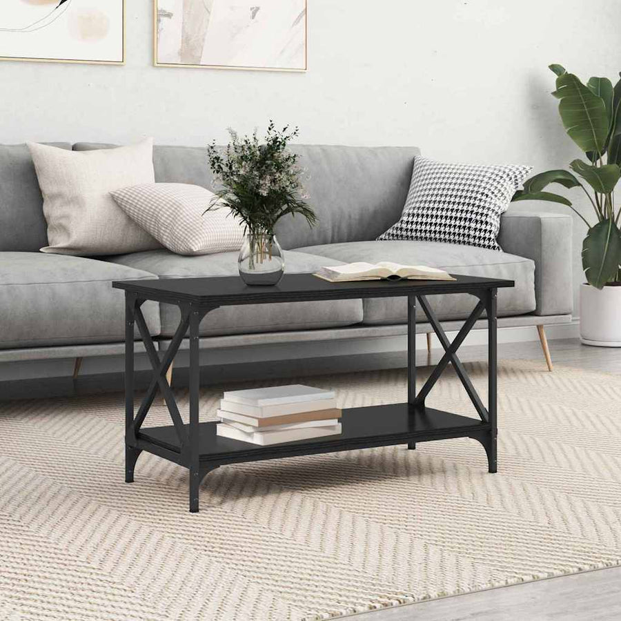 Salontafel Zwart eiken 80 x 45 x 45.5 cm Bewerkt hout