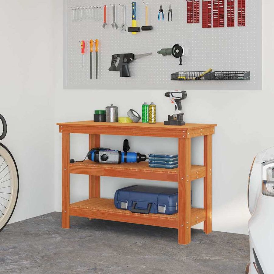 Werkbank Wasbruin 110.5 x 50 x 80 cm Massief grenenhout
