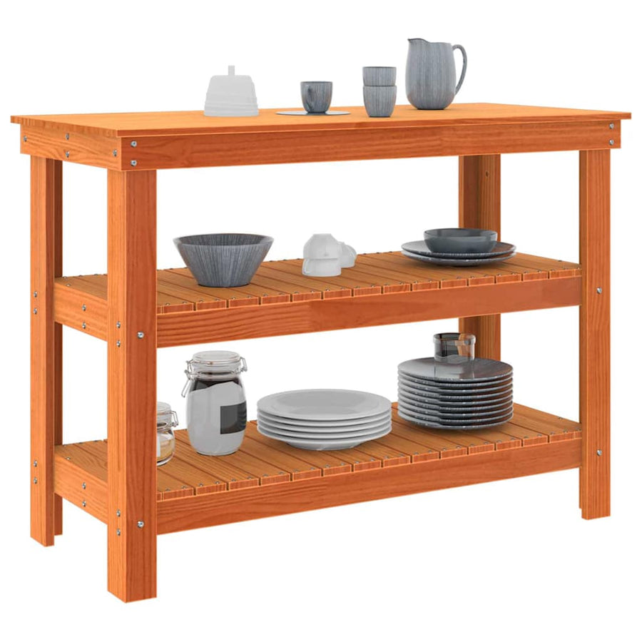 Werkbank Wasbruin 110.5 x 50 x 80 cm Massief grenenhout
