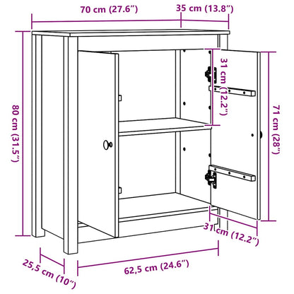 Dressoir met opslag met de deur Bruin 70 x 35 x 80 cm Massief grenenhout