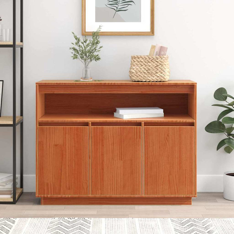 Dressoir met opslag Bruin 104,5 x 34 x 80 cm Massief grenenhout