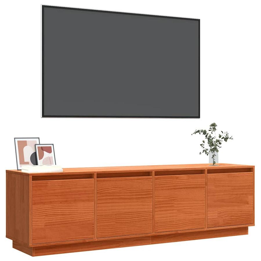 TV-kast met opslag met de deur Bruin 156 x 37 x 45 cm Massief grenenhout