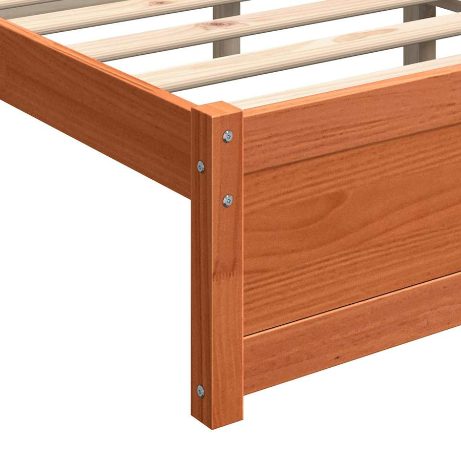 Bedframe met hoofdeinde Wasbruin 90 x 190 cm Massief grenenhout