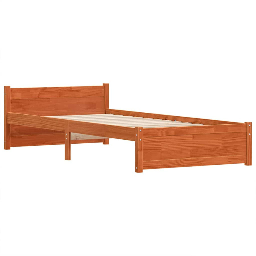 Bedframe met hoofdeinde Wasbruin 90 x 190 cm Massief grenenhout