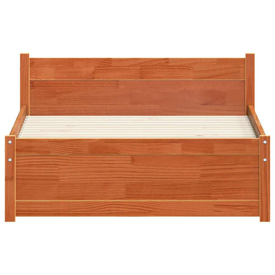 Bedframe met hoofdeinde Wasbruin 90 x 190 cm Massief grenenhout