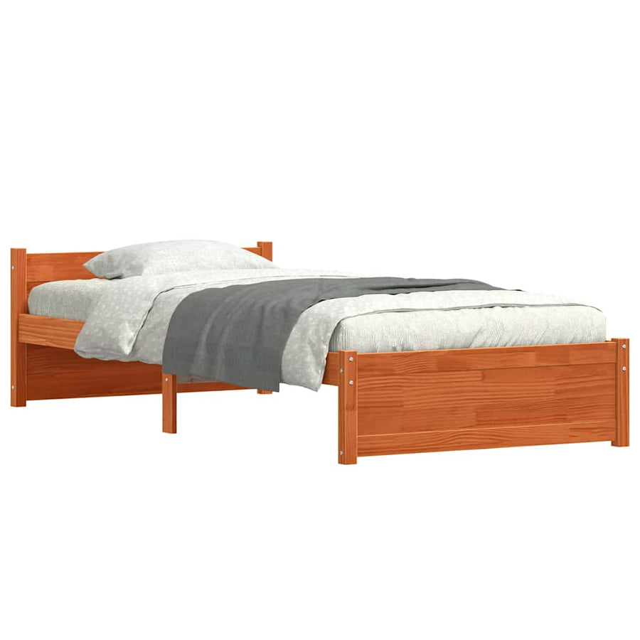 Bedframe met hoofdeinde Wasbruin 90 x 190 cm Massief grenenhout