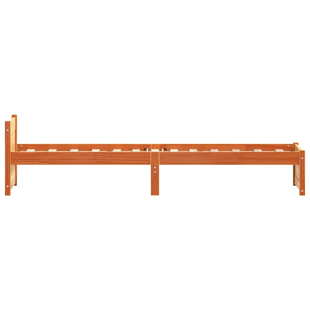 Bedframe met hoofdeinde Wasbruin 90 x 190 cm Massief grenenhout