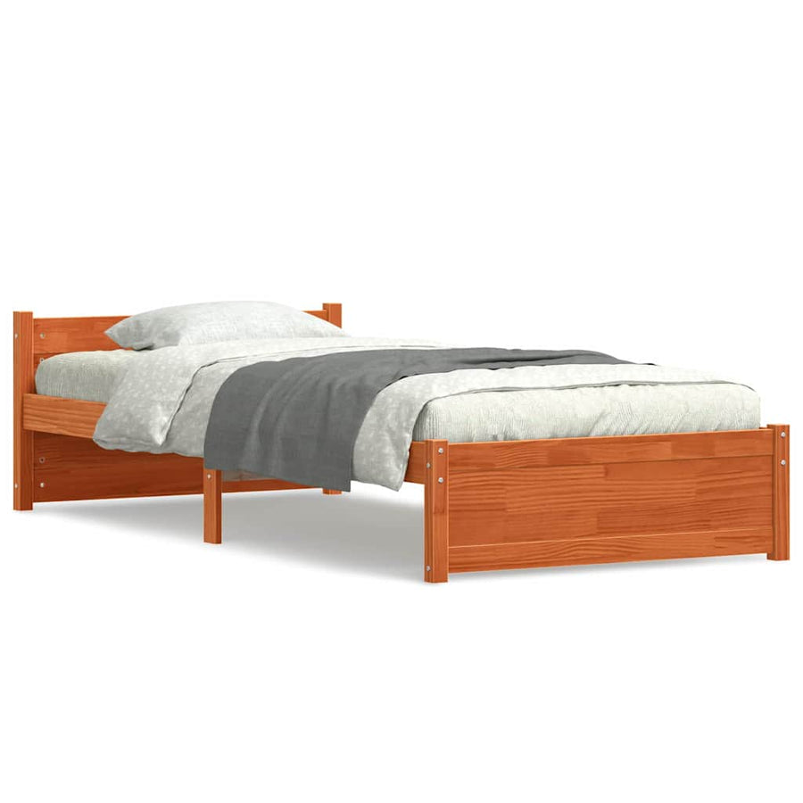 Bedframe met hoofdeinde Wasbruin 90 x 190 cm Massief grenenhout