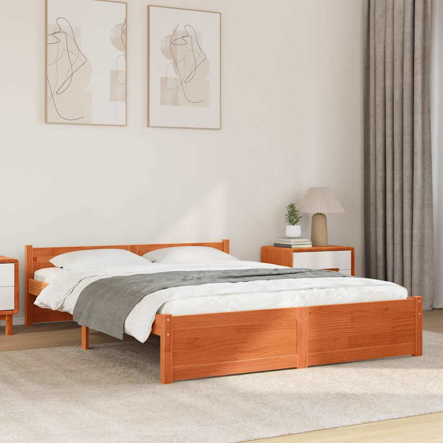 Bedframe Wasbruin 150 x 200 cm Massief grenenhout
