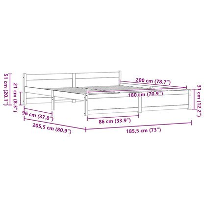 Bedframe Wasbruin 180 x 200 cm Massief grenenhout