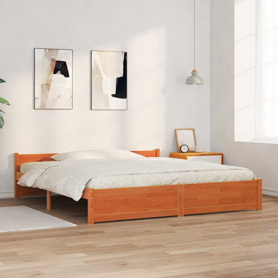 Bedframe Wasbruin 200 x 200 cm Massief grenenhout