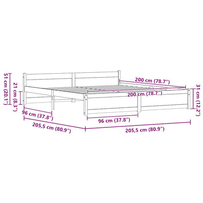 Bedframe Wasbruin 200 x 200 cm Massief grenenhout