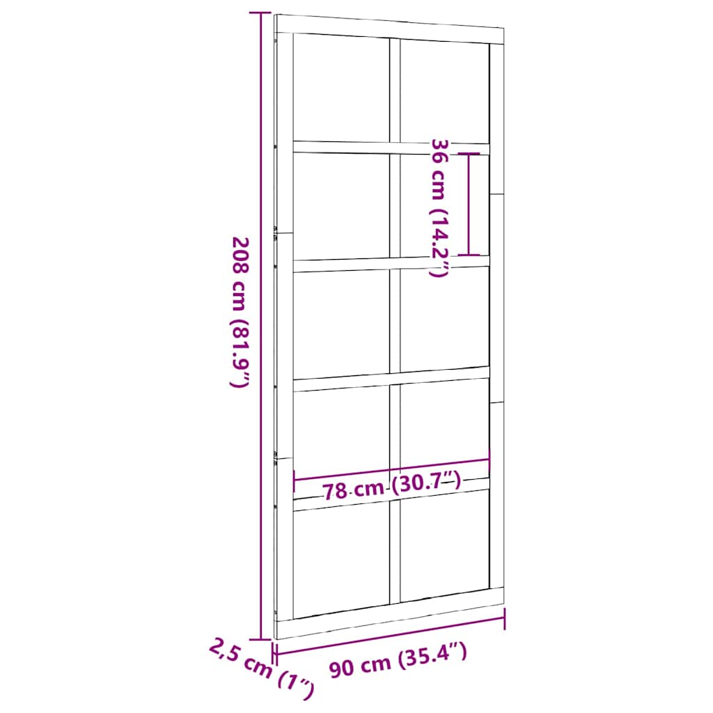 Schuifdeur Wit 90 x 210 cm Massief grenenhout