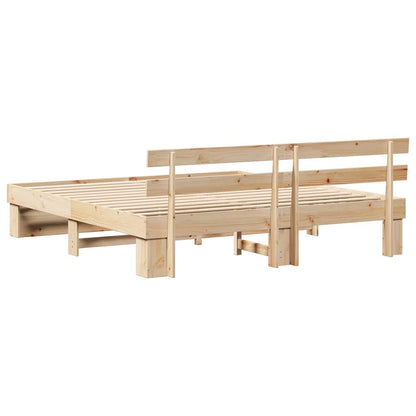 Bedframe met hoofdeinde Bruin 200 x 200 cm Massief grenenhout
