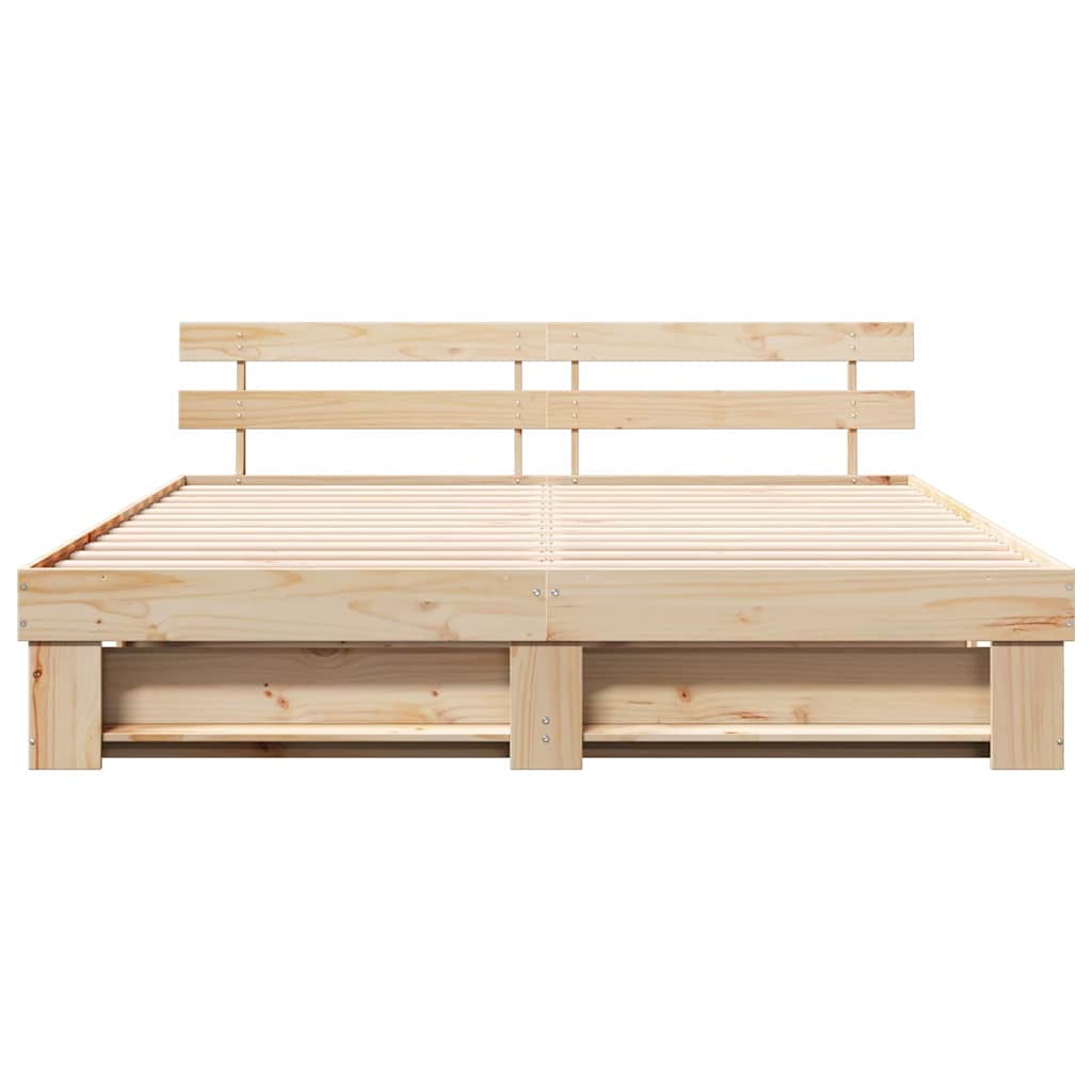 Bedframe met hoofdeinde Bruin 200 x 200 cm Massief grenenhout