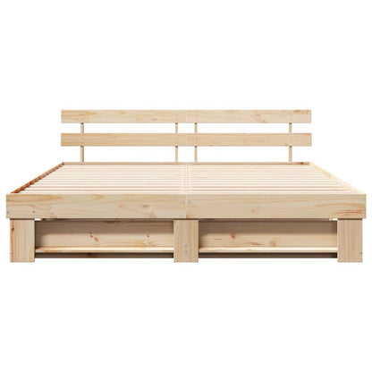 Bedframe met hoofdeinde Bruin 200 x 200 cm Massief grenenhout
