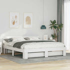 Bedframe 200x200 cm massief grenenhout wit