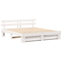 Bedframe met hoofdeinde Wit 200 x 200 cm Massief grenenhout