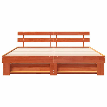 Bedframe met hoofdeinde Bruin 200 x 200 cm Massief grenenhout
