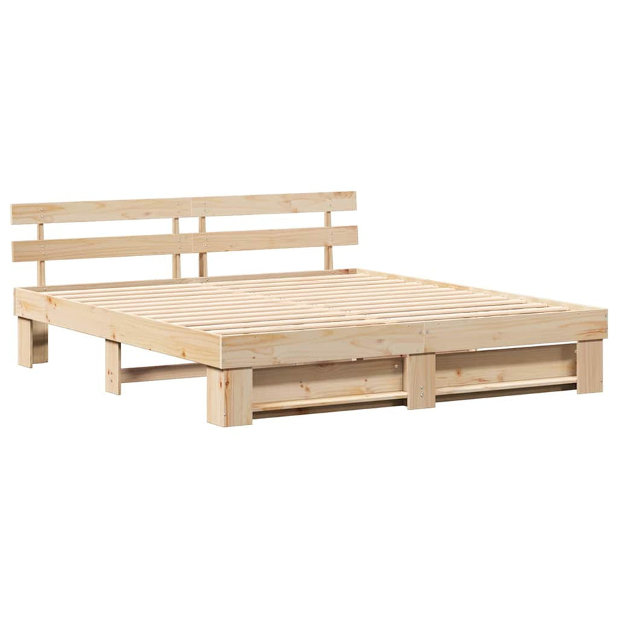 Bedframe met hoofdeinde Bruin 180 x 200 cm Massief grenenhout