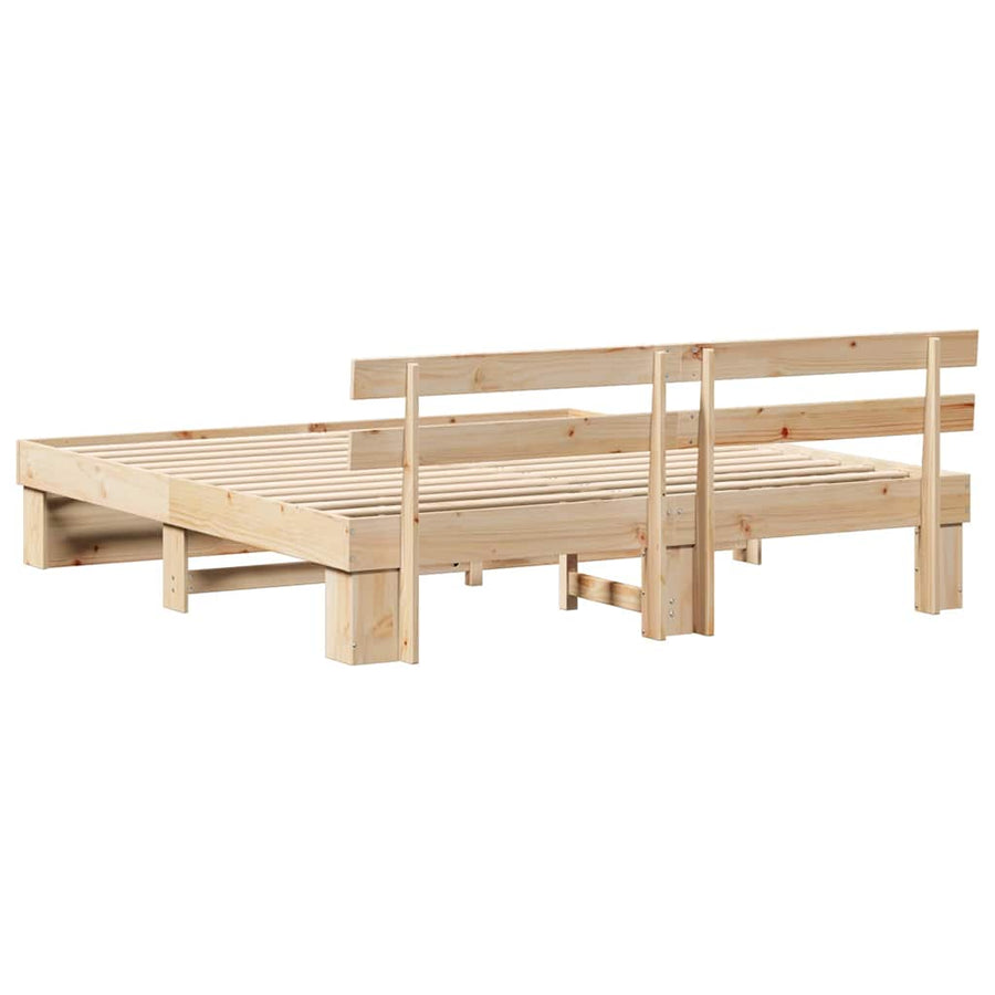 Bedframe met hoofdeinde Bruin 180 x 200 cm Massief grenenhout