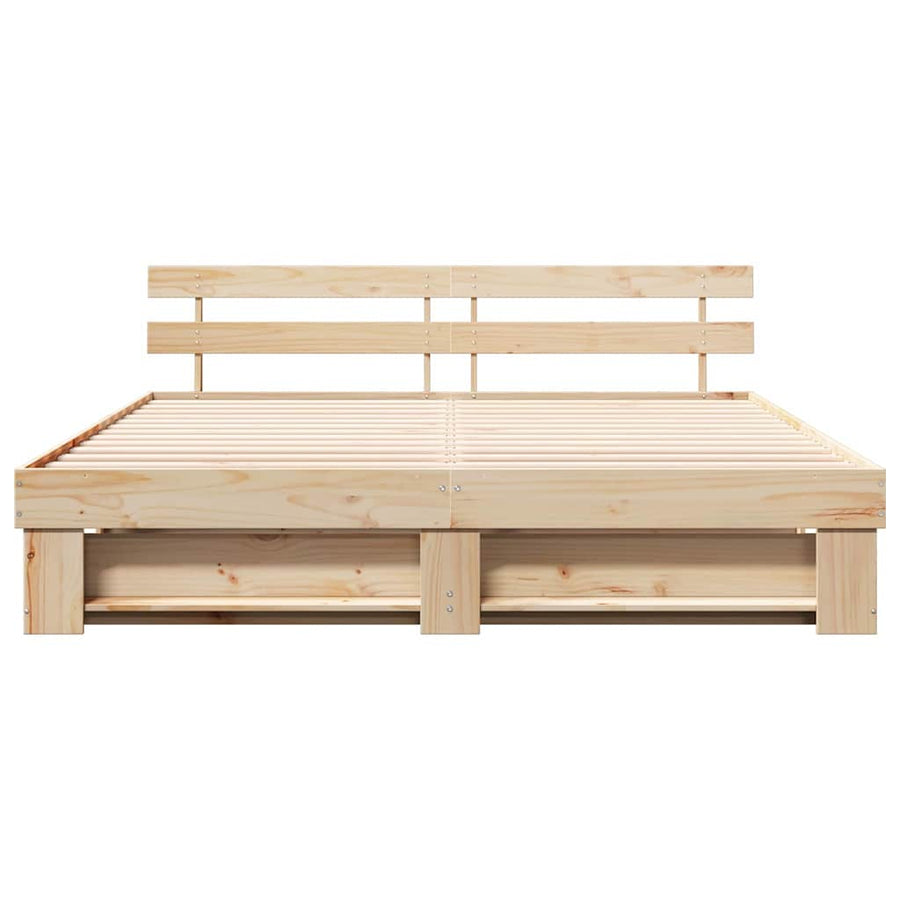 Bedframe met hoofdeinde Bruin 180 x 200 cm Massief grenenhout