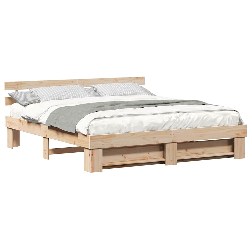 Bedframe met hoofdeinde Bruin 180 x 200 cm Massief grenenhout