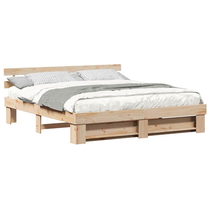 Bedframe met hoofdeinde Bruin 180 x 200 cm Massief grenenhout