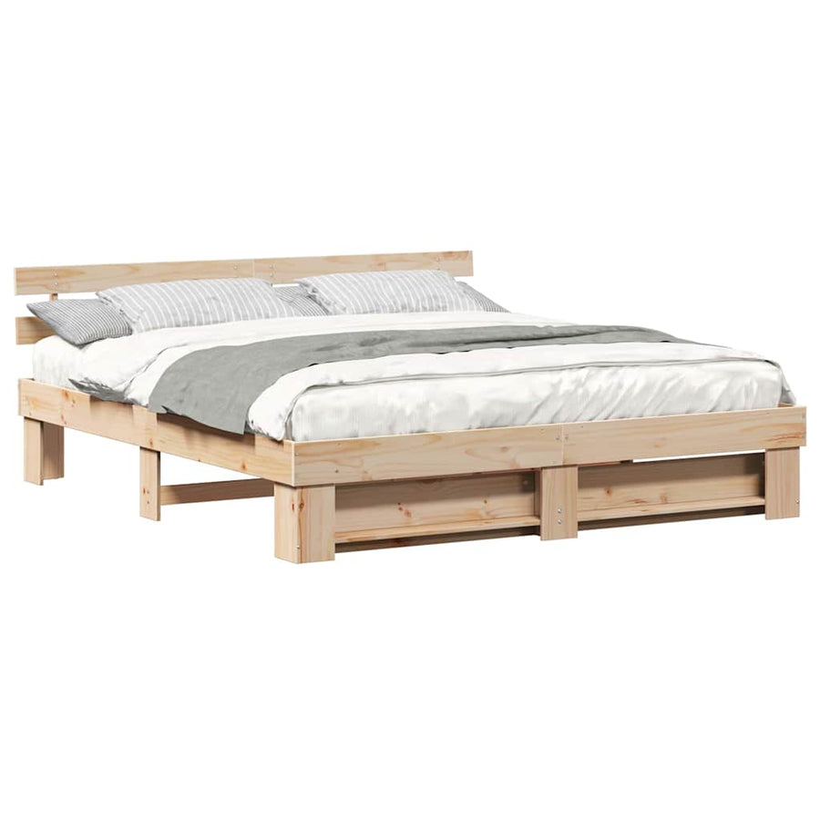Bedframe met hoofdeinde Bruin 180 x 200 cm Massief grenenhout