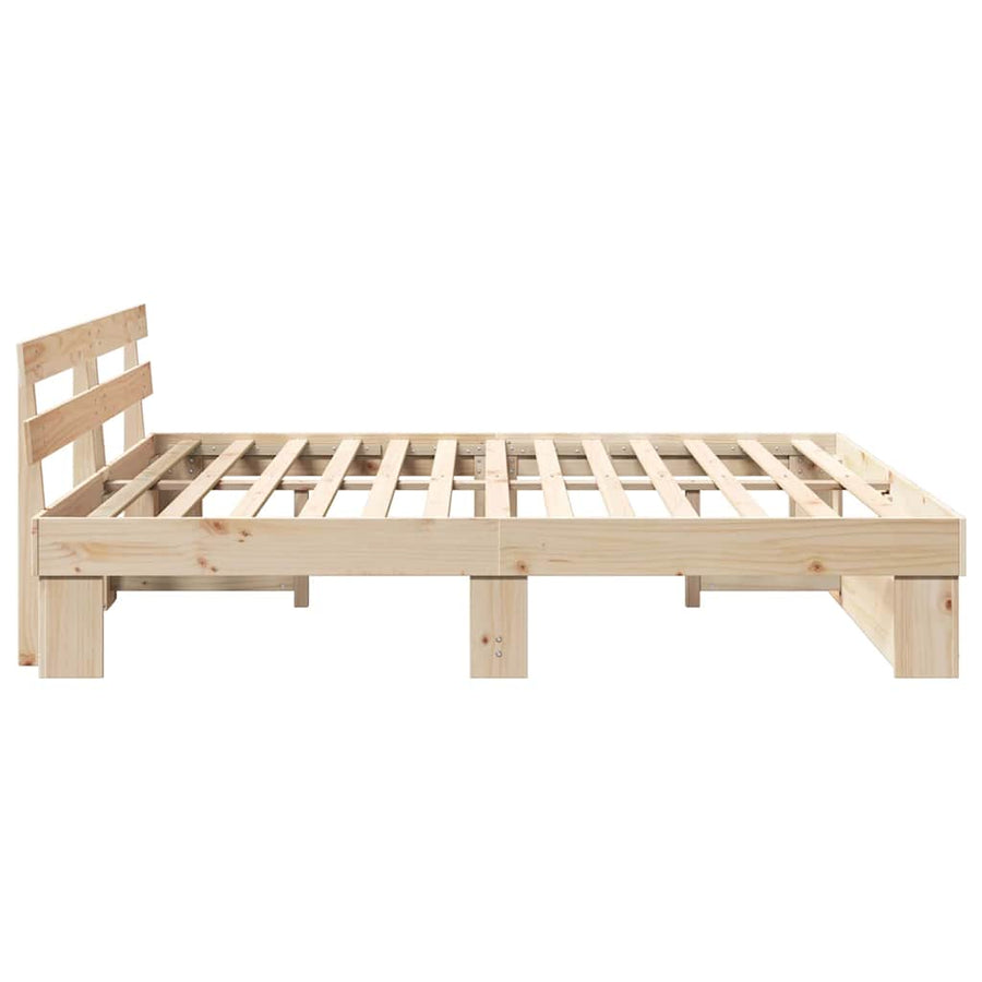Bedframe met hoofdeinde Bruin 180 x 200 cm Massief grenenhout