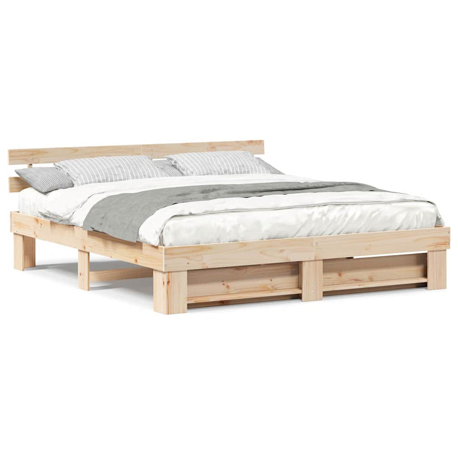 Bedframe met hoofdeinde Bruin 180 x 200 cm Massief grenenhout