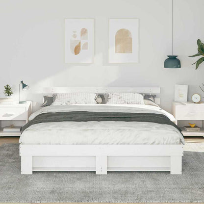Bedframe met hoofdeinde Wit 180 x 200 cm Massief grenenhout