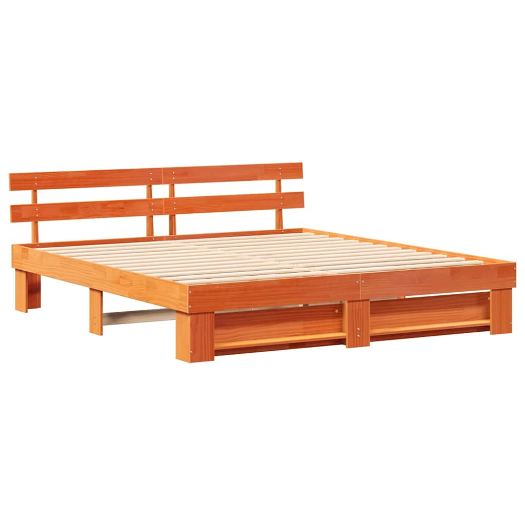 Bedframe met hoofdeinde Bruin 180 x 200 cm Massief grenenhout