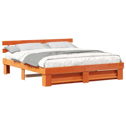 Bedframe met hoofdeinde Bruin 180 x 200 cm Massief grenenhout
