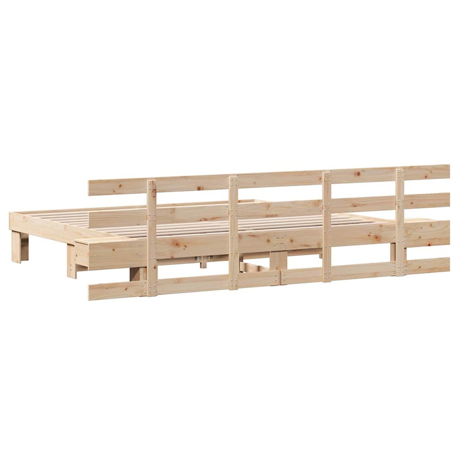 Bedframe met lade Bruin 200 x 200 cm Massief grenenhout