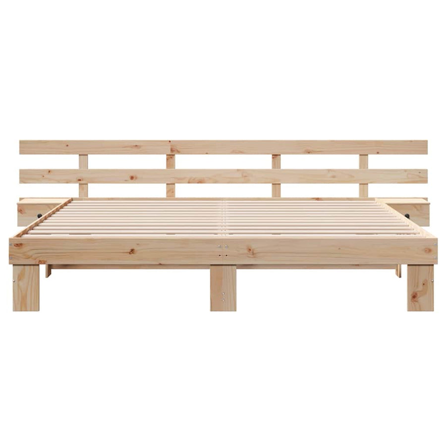Bedframe met lade Bruin 200 x 200 cm Massief grenenhout