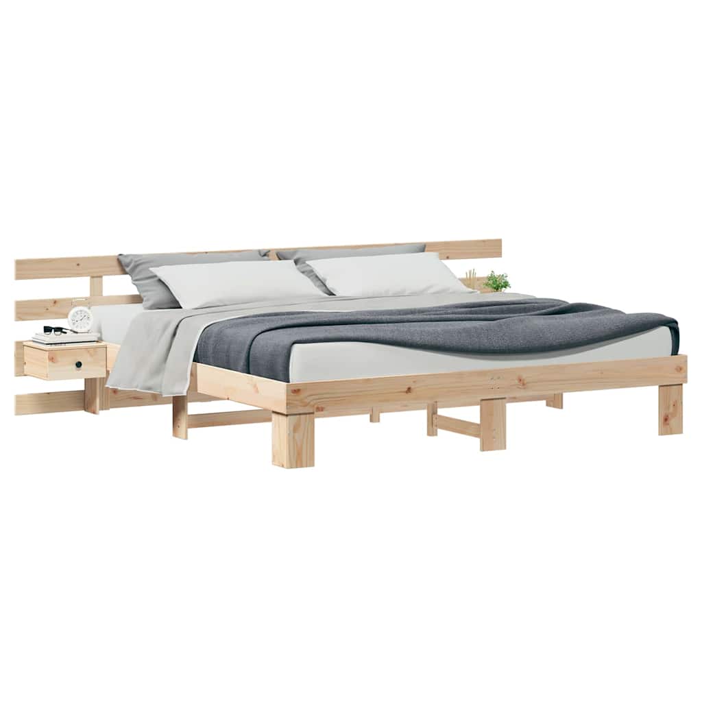 Bedframe met lade Bruin 200 x 200 cm Massief grenenhout