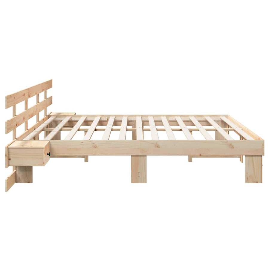 Bedframe met lade Bruin 200 x 200 cm Massief grenenhout