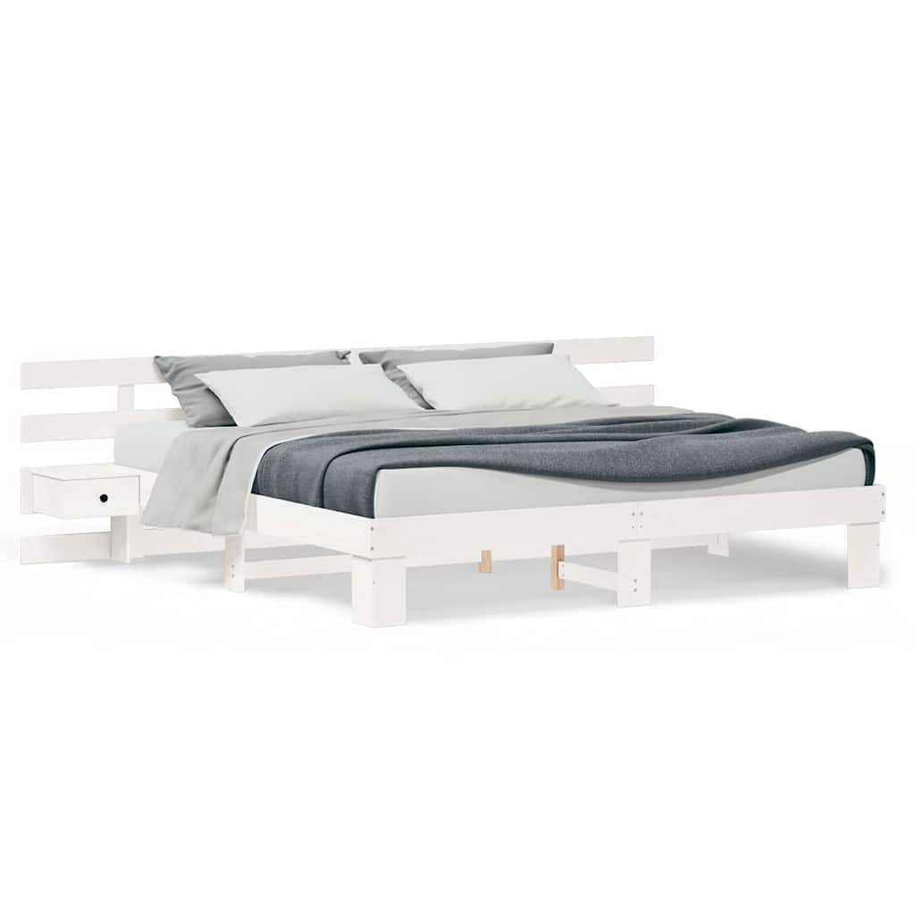 Bedframe met lade Wit 200 x 200 cm Hout