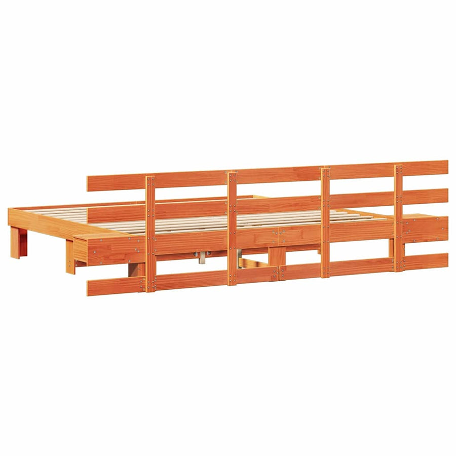Bedframe met lade Bruin 200 x 200 cm Massief grenenhout