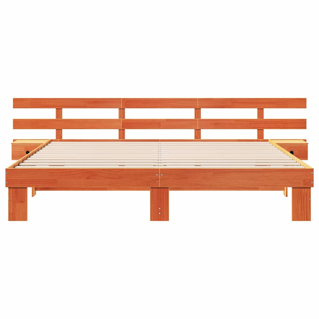 Bedframe met lade Bruin 200 x 200 cm Massief grenenhout