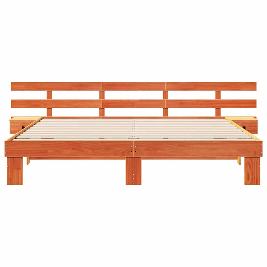 Bedframe met lade Bruin 200 x 200 cm Massief grenenhout