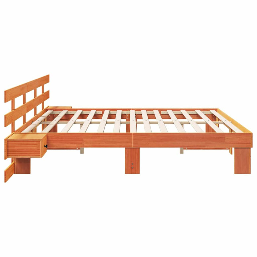 Bedframe met lade Bruin 200 x 200 cm Massief grenenhout