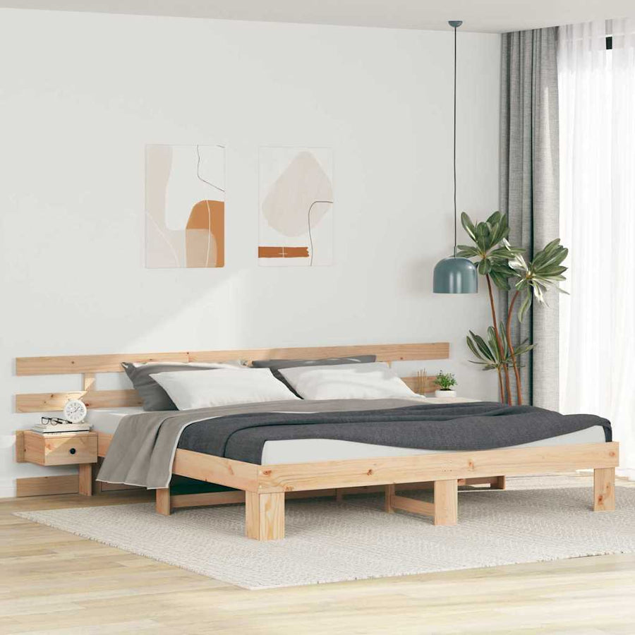 Bedframe met lade Bruin 180 x 200 cm Massief hout