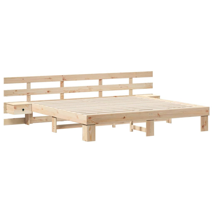 Bedframe met lade Bruin 180 x 200 cm Massief hout